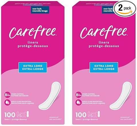 Carefree Panty Liners, Extra Long Liners, 100ct (Packaging 2)