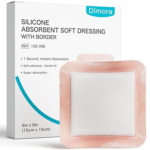 Dimora Silicone Super Absorbent Wound Dressings 6"X 6" 6" 10 10 Packs