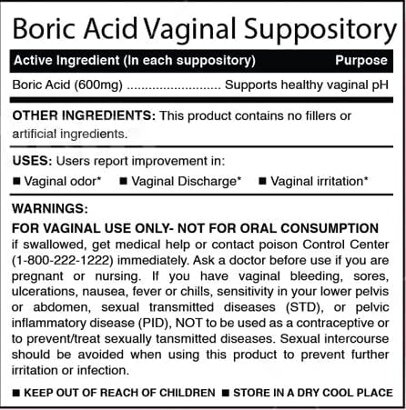 N'More Boric Acid Vaginal Suppositories- 100% Pure 30 Servings 1)