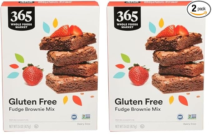 365 by Whole Foods Market, Gluten Free Brownie Mix, 15 Ounce (Pack of 2)