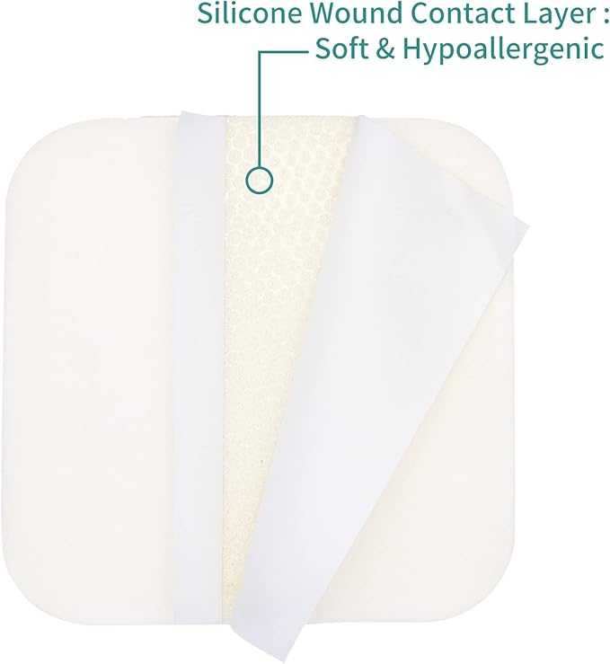 Dimora Silicone Foam Dressing Without Border 4"x 4" 4" Highly 5 Pack