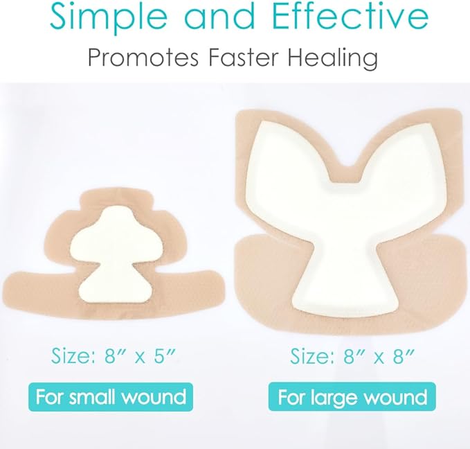 Heel Silicone Foam Dressing Heel Ulcer 5"x 8" 8" (Pack 4)