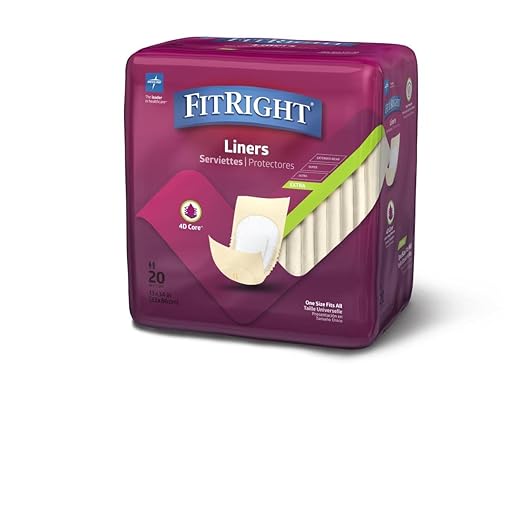 FitRight Extra Incontinence Liners, Moderate Absorbency, 13" x 30", 20 20 Count 4)