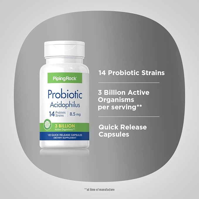 Piping Rock Probiotic Acidophilus 14 Strains 3 Billion 120 Capsules