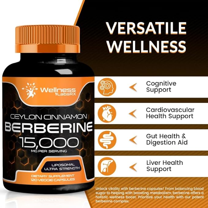 Berberine Supplement 15,000mg 120 Capsules