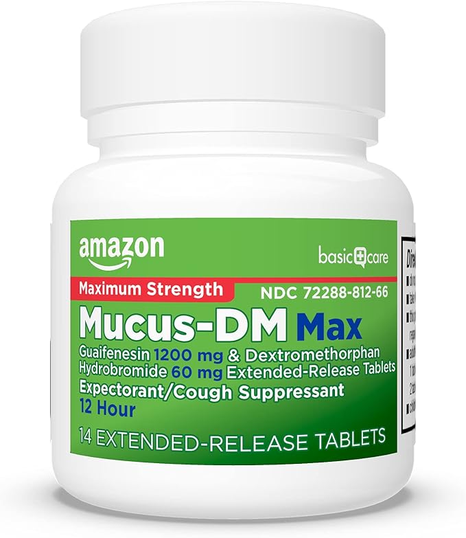 Amazon Basic Care Maximum Strength Mucus 14 Tablets