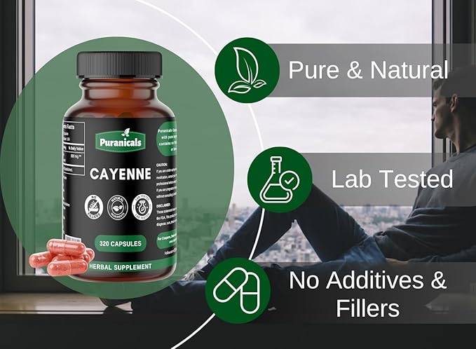 Cayenne Premium 320 Capsules Non GMO 800 mg 100% Pure