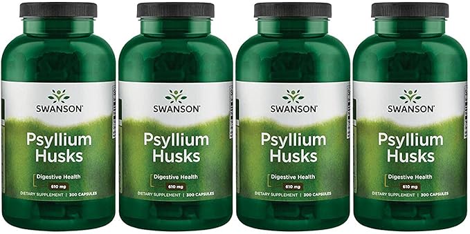 Swanson Psyllium Husk Dietary Fiber Supplement 610 mg 300 Capsules 4 Pack