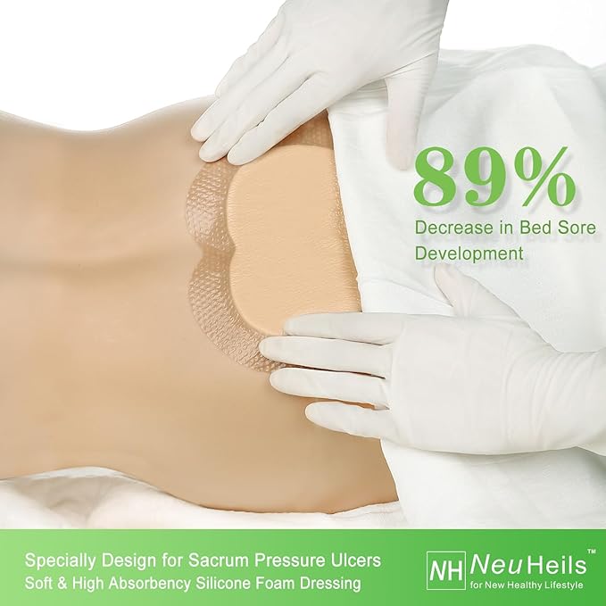 Sacrum Silicone Foam Dressing with Gentle 7''x7''(4.9''x5.3''Pad 5 5 Pack,