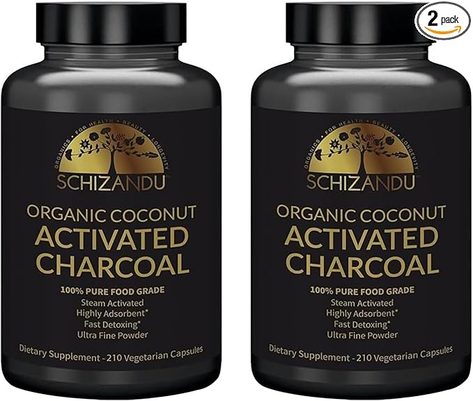 Activated Coconut Charcoal Capsules- Supports Health - Vegan, Organic, Non-GMO, No Additives - X-Large Bottle 210 Count - Pack of 2