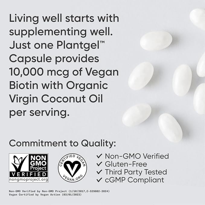 Sports Research Vegan Biotin 10,000mcg B7 for 30 Softgels