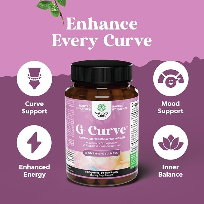 G-Curve Breast and Butt Enhancer Pills May Support Voluptuous Curves - Herbal Enhancement Pills with Horny Goat Weed for Women Saw Palmetto Extract and L-Arginine *Results May Vary