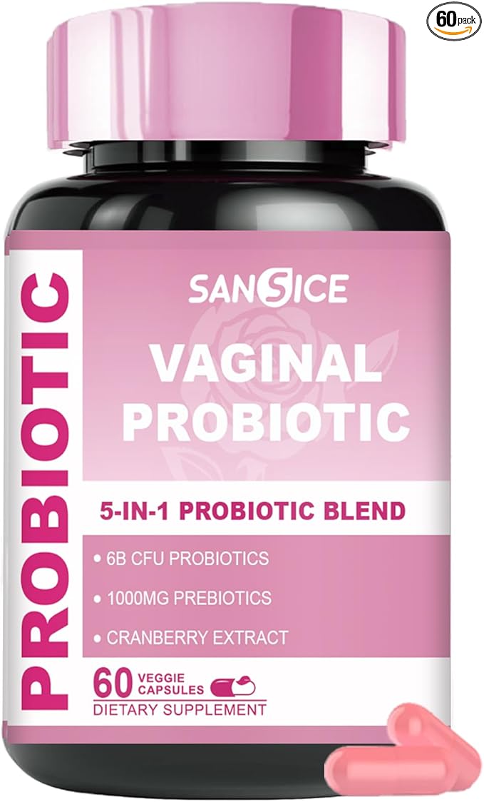 Vaginal Probiotics Supplement for Women, 70mg Female V-Probiotic Blend(6B CFU), Lactobacillus with Prebiotic & Cranberry Extract for Vaginal Odor, pH Balance, Organic Prebiotic Supplement(60 Capsules)