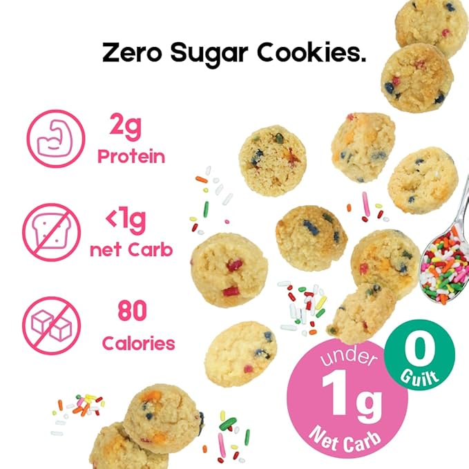 Too Good Gourmet Low Carb Keto Snack | 2 Pack Birthday Cake Flavor Sugar Free Cookies | Perfectly Baked | Gluten-Free | Grain-Free Keto Cookies | Zero Sugar Snacks