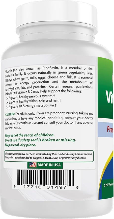 Best Naturals Vitamin B2 (Riboflavin) 400mg 120 Count (120 Count 1))