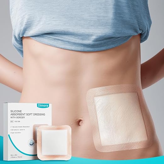 Dimora Silicone Super Absorbent Wound Dressings 6"X 6" 6" 10 10 Packs