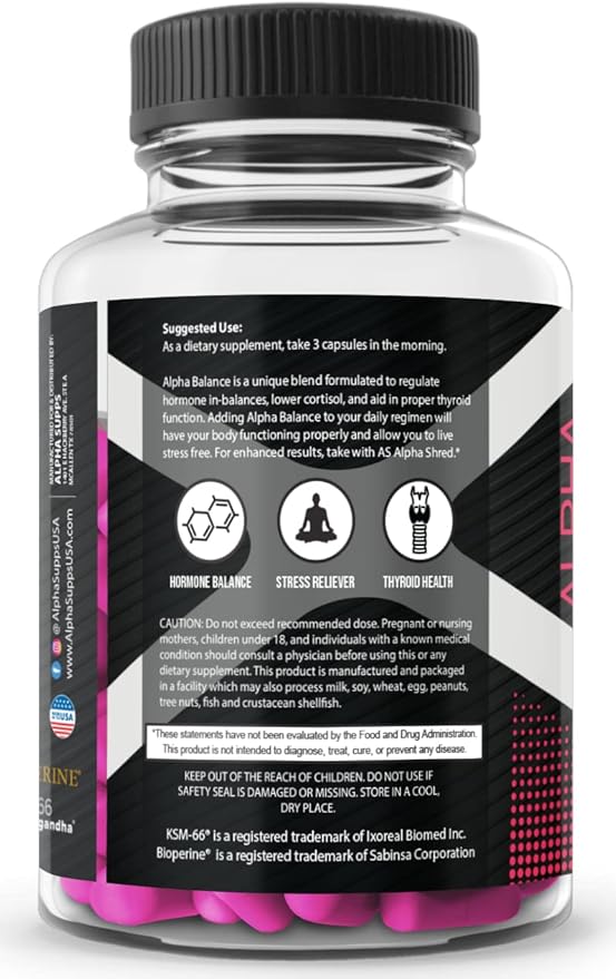 Alpha Balance | Hormonal and Healthy Stress Level Support | with Inositol and Ashwagandha | 90 Capsules