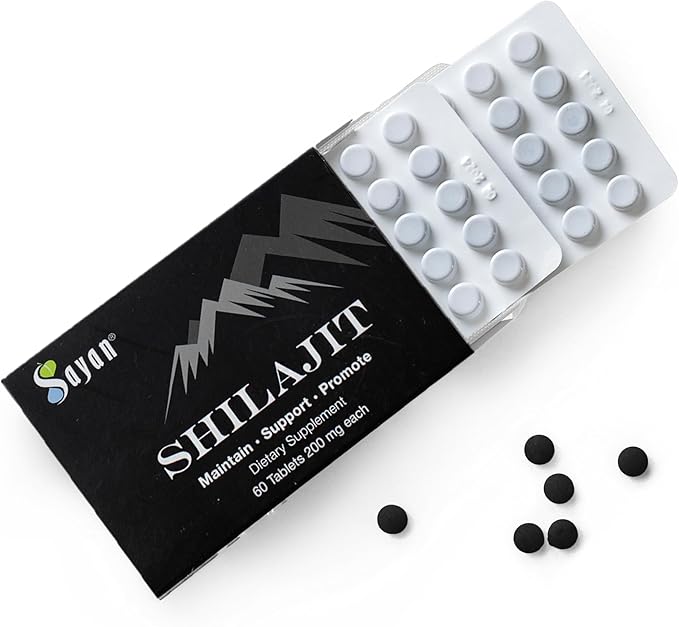 Sayan Shilajit Pure Organic Black Resin (60 Tablets, 1-2 Month