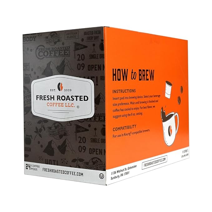 Fresh Roasted Coffee, Italian Roast, Dark, 72 Pods for K Cup Brewers