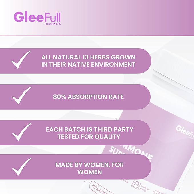 GleeFull Over 30 Hormone Support - Menopause Supplements for Women - Hormone Balance for Women - Hot Flash Relief - Menopause Support