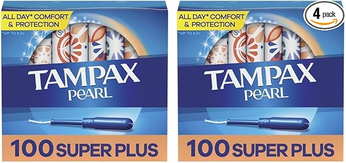 Tampax Pearl Tampons Super Plus Absorbency, 50 Count 4), 100 100 Count