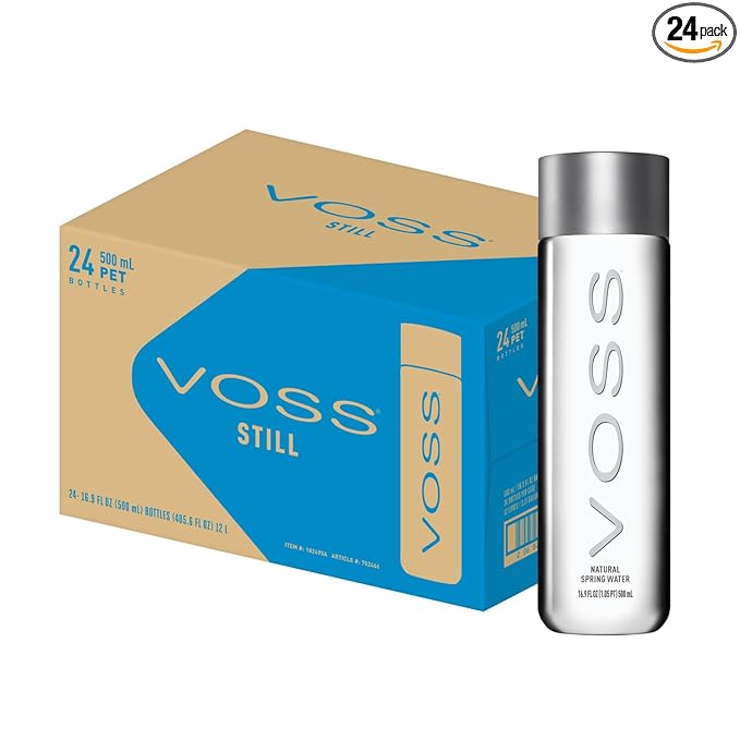 VOSS Premium Still Bottled Natural Water - BPA-Free - High Grade PET - Recyclable Plastic Water Bottles - Pure Drinking Water with Unique & Iconic Bottle Design - 24 Pack
