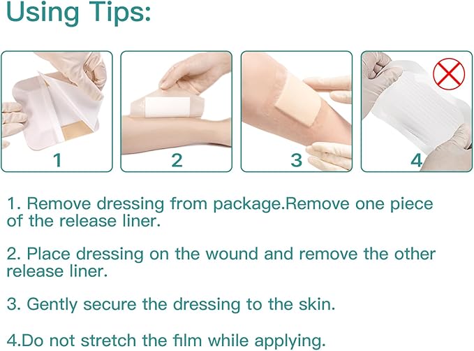 Dimora Silicone Foam Dressing with Border 4"x4" Wound 10 Pack
