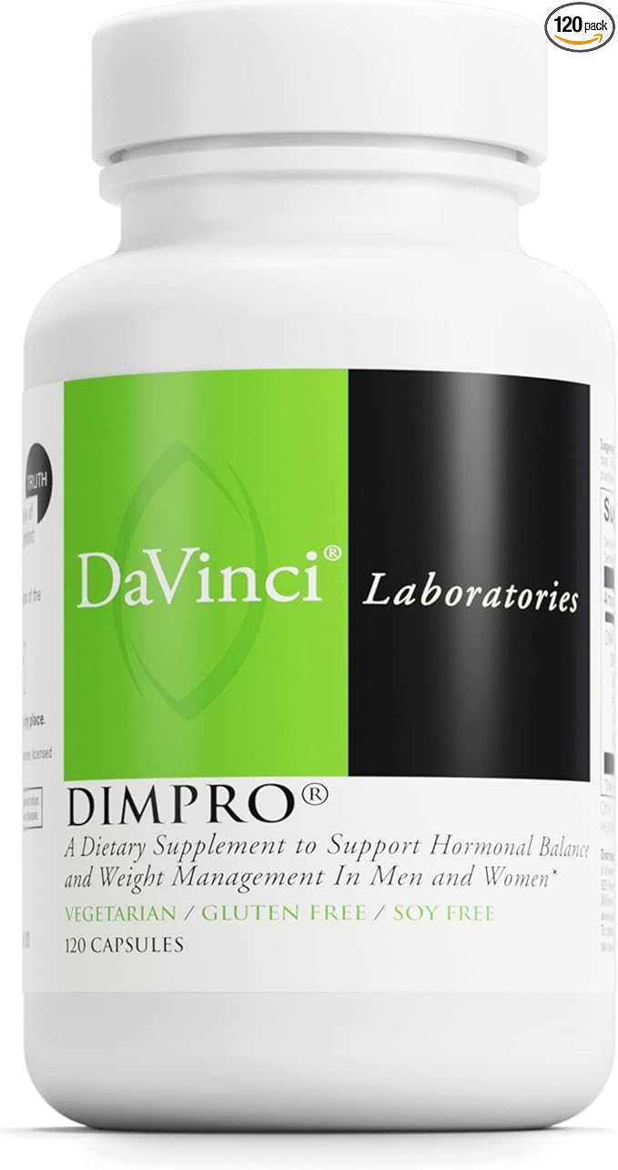 DAVINCI Labs DIMPro 75mg - Helps Support Hormonal Balance, Estrogen Metabolism & More with DIM - Gluten-Free - 120 Capsules (120 Servings)