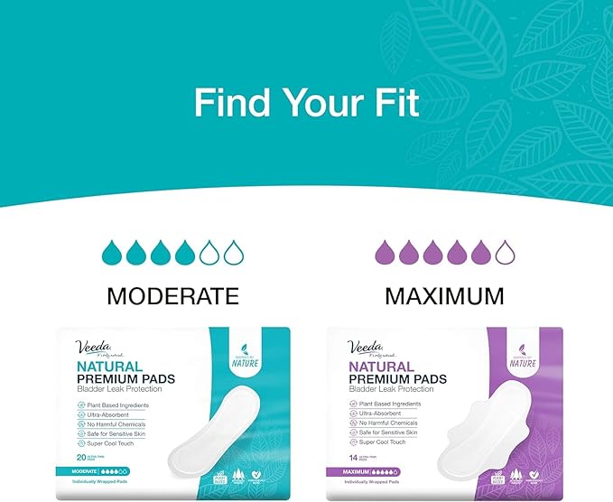Veeda Natural Premium Incontinence Pads for Women 20 Count