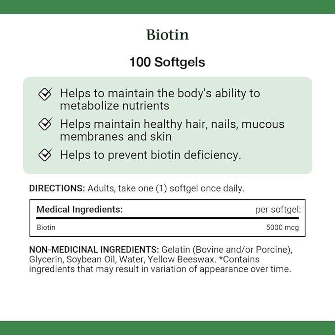 Nature's Bounty Biotin 5000mcg, 100 Count