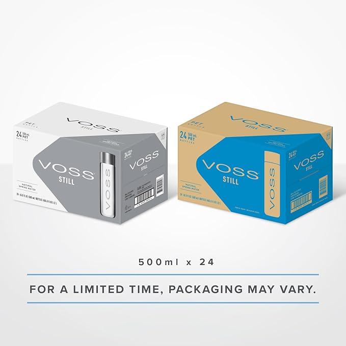 VOSS Premium Still Bottled Natural Water - BPA-Free - High Grade PET - Recyclable Plastic Water Bottles - Pure Drinking Water with Unique & Iconic Bottle Design - 24 Pack