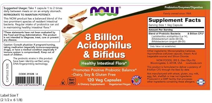 NOW Supplements, 8 Billion Acidophilus & 120 Veg