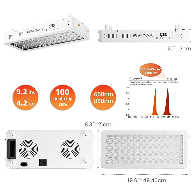 Bestqool Red Light Therapy Device 100 Clinical 660nm 850nm 850nm High 170W.