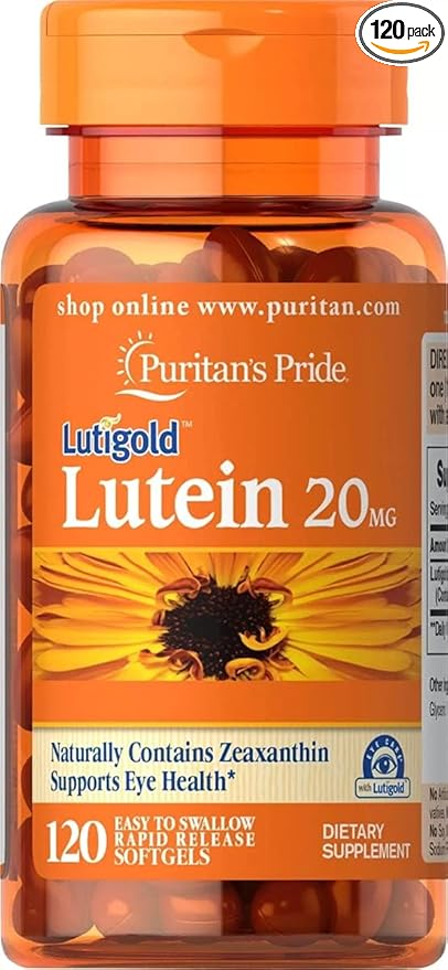 Puritan's Pride Premium Lutigold Lutein Carotenoid 20mg with Zeaxanthin for Men and Women, Dietary Supplement for Eye Health Support, 8 Month Supply, 120 Easy-to-Swallow Softgels