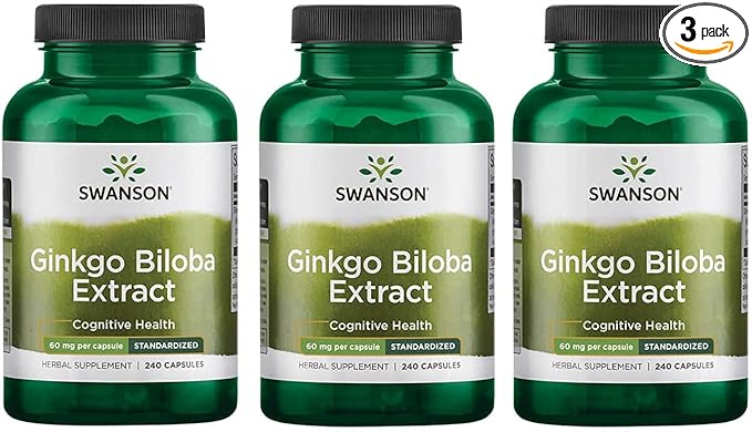 Swanson Ginkgo Biloba Extract 24% 60 240 Capsules 3 Pack