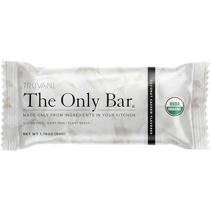 Truvani Plant Based Snack Bars | Coconut Cashew 1 Pack | 5g Protein | USDA Organic and Vegan | The Only Bar | Dairy, Soy, and Gluten Free | Individually Wrapped