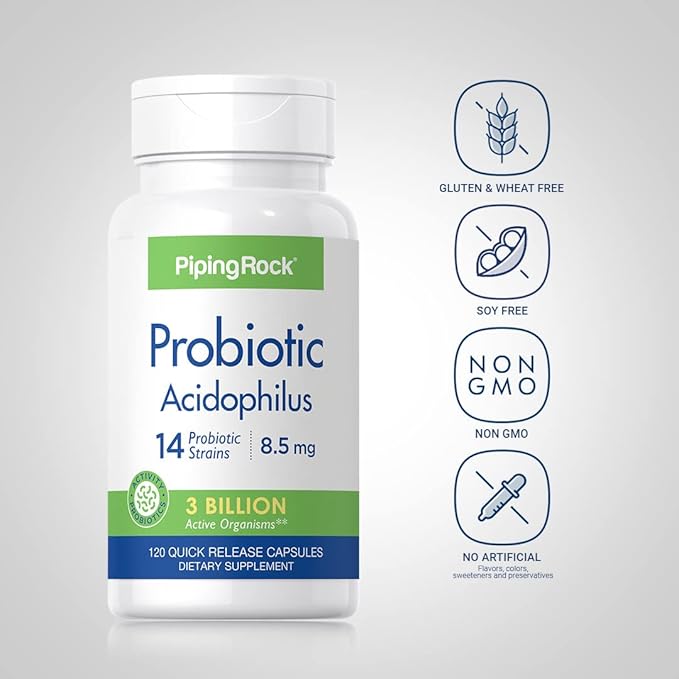 Piping Rock Probiotic Acidophilus 14 Strains 3 Billion 120 Capsules
