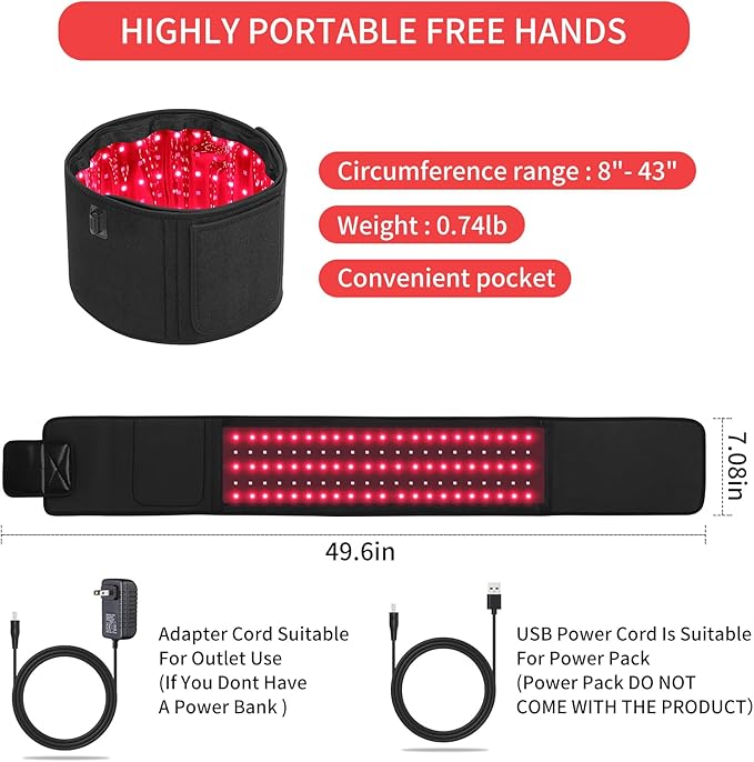 Red Light Therapy Belt, LED 660nm 850nm Light