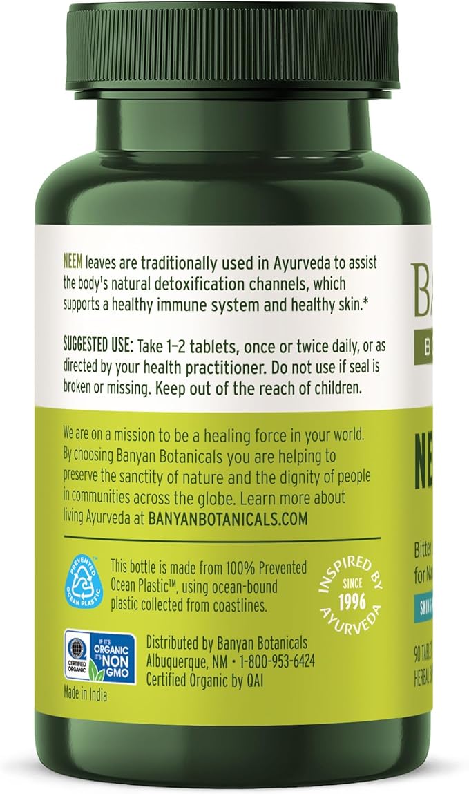 Banyan Botanicals Neem Tablets – Organic 90 Tablets