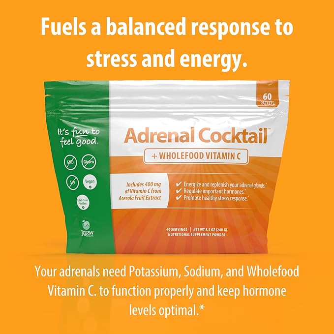 Jigsaw Health Adrenal Cocktail + Wholefood Vitamin C | with Potassium Bicarbonate, Sea Salt, and Acerola Cherry Extract | 60 Servings (Packets)