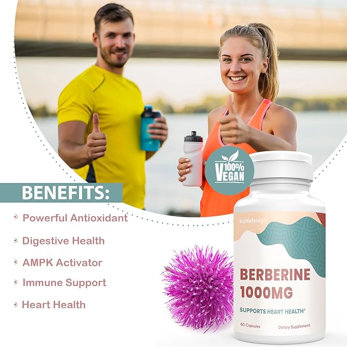 Berberine HCL Supplement 1000mg, High Absorption 60 Count 1)