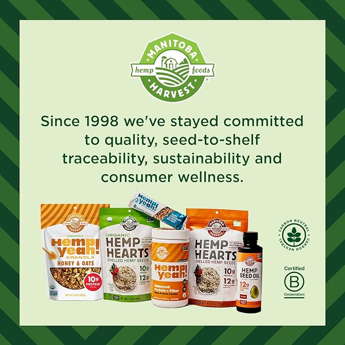 Manitoba Harvest Organic Hemp & Supergreens 7.5 oz 6g of 3g of 8 Essential