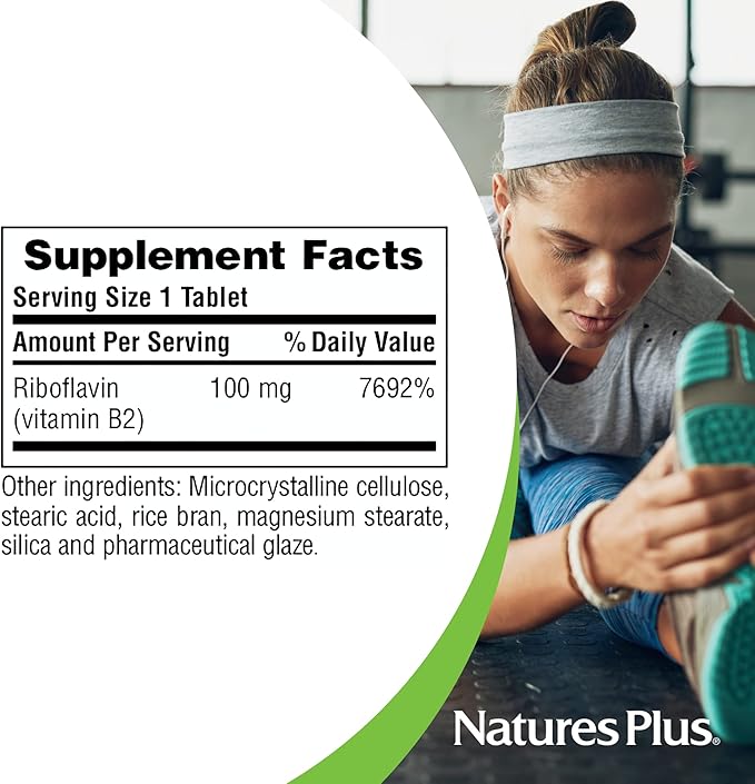 NaturesPlus Vitamin B2 (Riboflavin) 100 mg, 90 Vegetarian 90 Servings