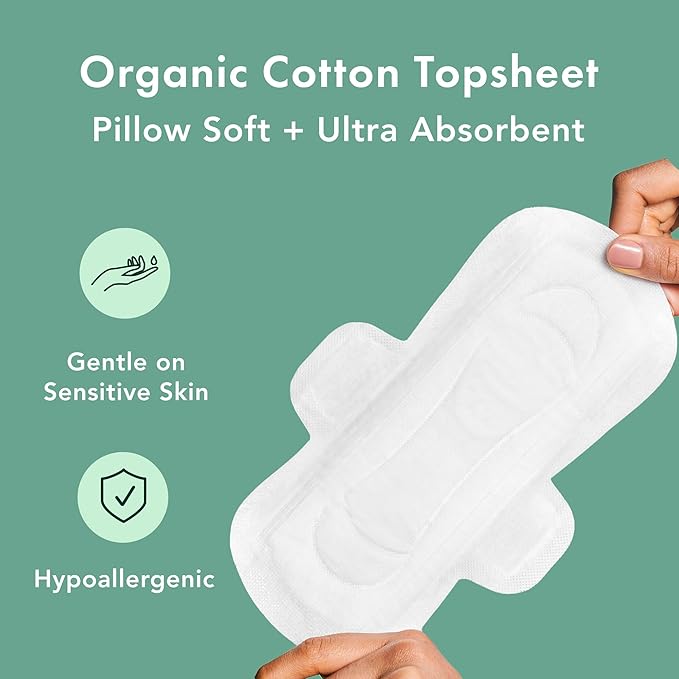 Rael Pads for Women, Organic Cotton 42 Count)