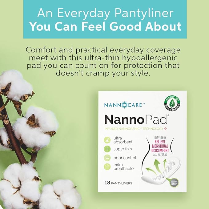 Pantyliners - Made with Organic Cotton (18 Count 1)) Nannocare
