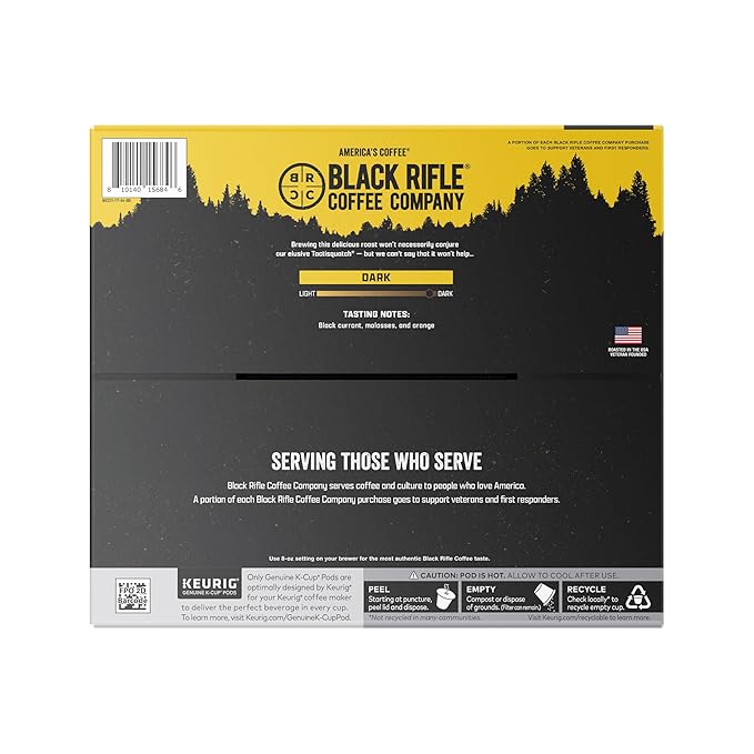Black Rifle Coffee Company, Single Serve Coffee Pods, Tactisquatch, Dark Roast Coffee Pods, 84 Count