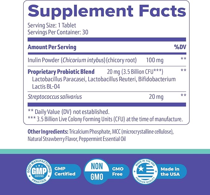 GumAktiv Oral Health Supplement – 3.5 Billion Probiotics, Supports Natural Oral Balance, Cleanses Mouth, Promotes Healthy Gums & Teeth, Non-GMO, Gluten-Free | 30 Tablets, 1 Month Supply