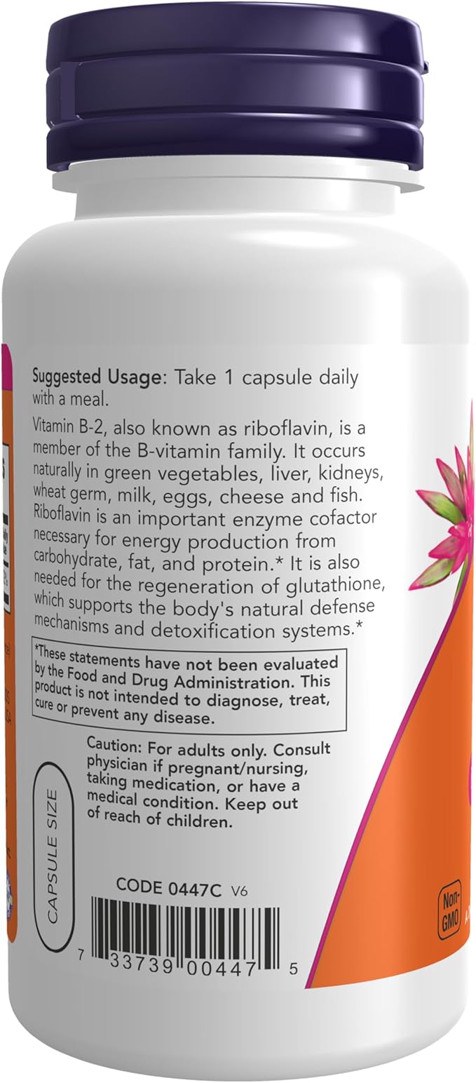 NOW Supplements, Vitamin B-2 (Riboflavin) 100 100 Veg