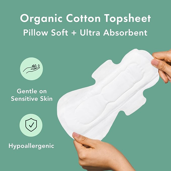 Rael Pads for Women, Organic Cotton Cover 48 Count)