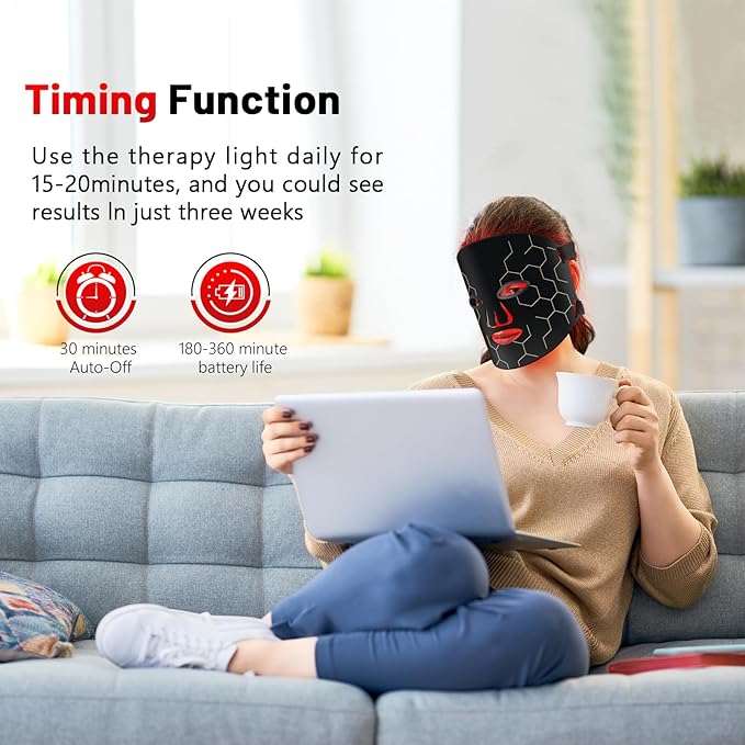 Red Light Therapy Mask for Face, 8-1 Colors 660nm&850nm Infrared